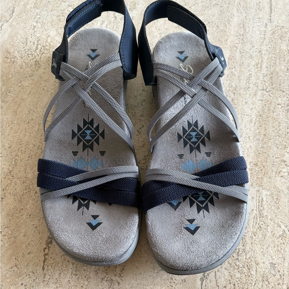 Skechers Gray and Black Strappy Sandals